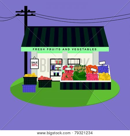Fruits And Vegetables Shop Facade