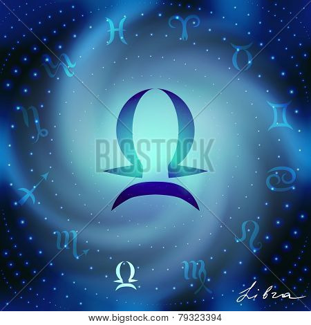 Space spiral with astrological Libra symbol