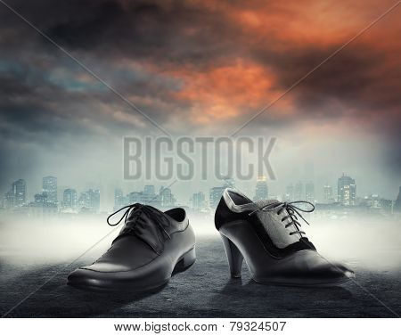 Male and female shoes for party