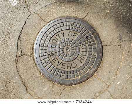 Manhole cover in Beverly Hills, CA.