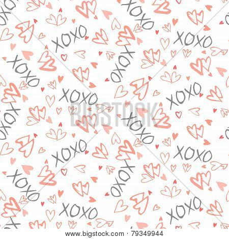 Pattern with hand painted hearts