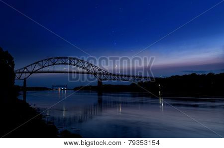 Calm Cape Cod Canal Below A Star-studded Sky