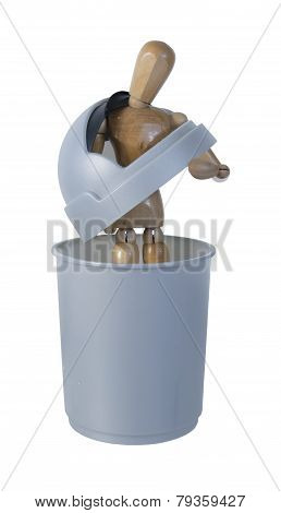 Person In Garbage Container Feeling Worthless