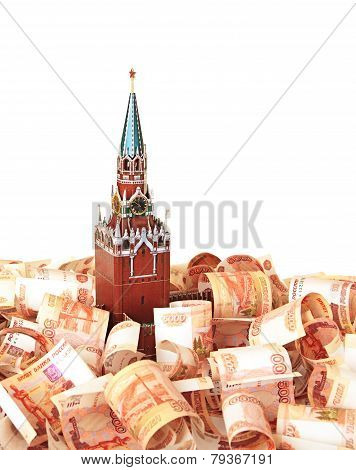 Model of the Moscow Kremlin in the background of five thousandth