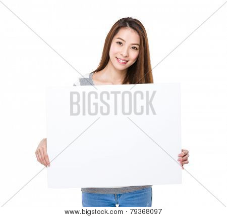 Woman hold with palcard