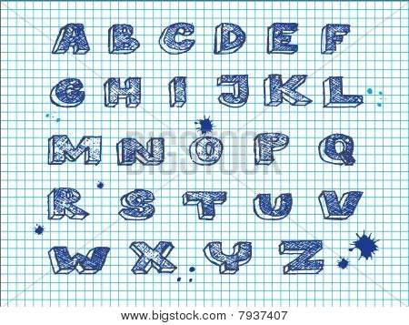 Hand getrokken Doodle Alphabet1.