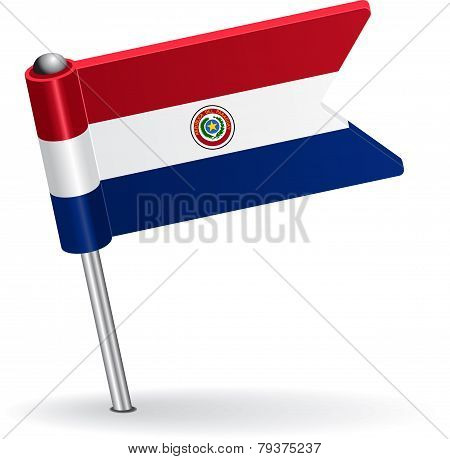 Paraguayan pin icon flag. Vector illustration
