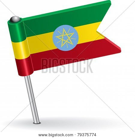 Ethiopian pin icon flag. Vector illustration