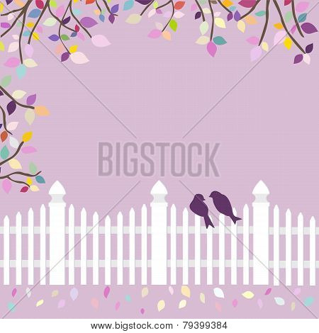 White Fence And Birds