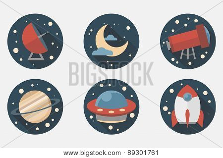 Space Icon set. Flat desing style