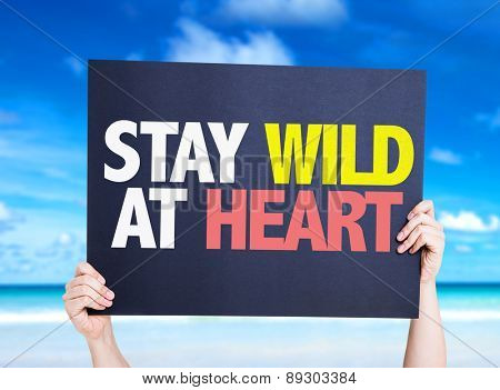 Stay Wild At Heart card with beach background