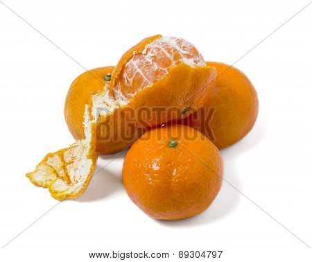 Fresh Tangerines Isolated On White