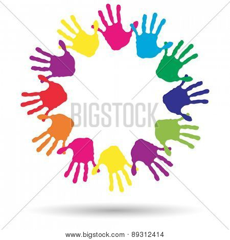 Vector concept or conceptual circle or spiral set made of colorf