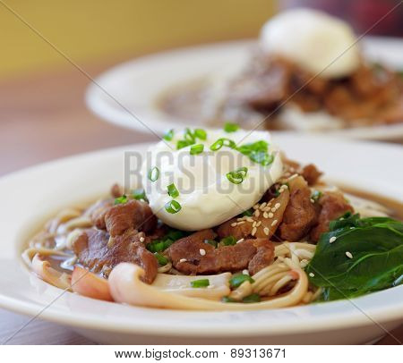 Traditional Japanese udon Tsukimi Udon noodles