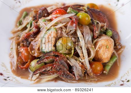 Somtum papaya salad delicious food in thailand