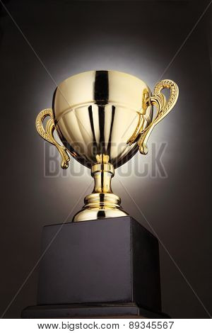 low angle of the trophy with light at the back