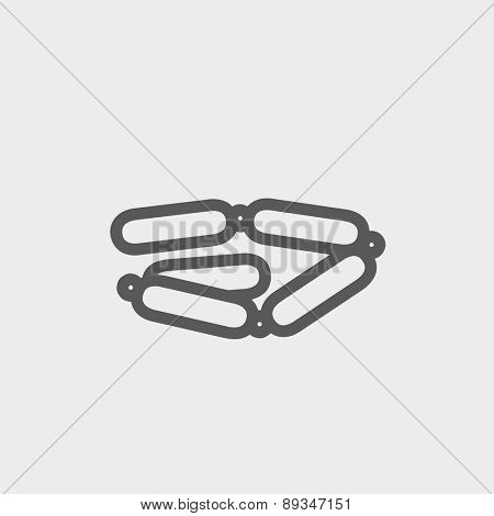 Chorizo chain icon thin line for web and mobile, modern minimalistic flat design. Vector dark grey icon on light grey background.