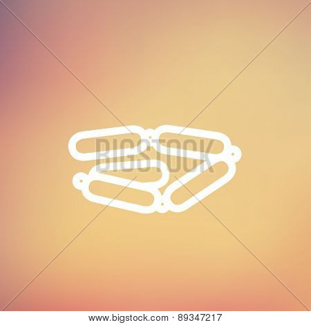 Chorizo chain icon thin line for web and mobile, modern minimalistic flat design. Vector white icon on gradient mesh background.