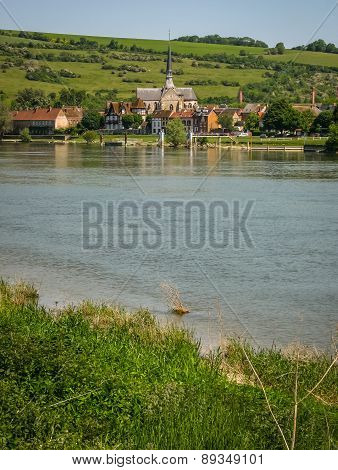Ruins Of An Ancient Castle On The River Shore, Les Andeles, France