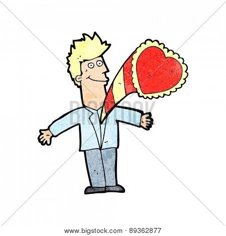 cartoon man with thumping heart