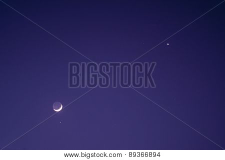 Nightsky With Moon, Venus And Aldebaran