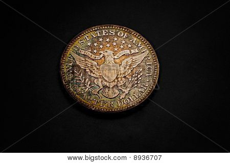 Naturligvis sølv tonet Barber kvartal - Reverse