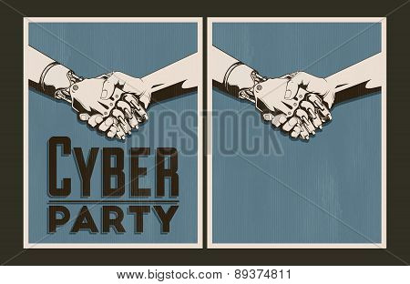 Set Of Vector Cyber Party Posters