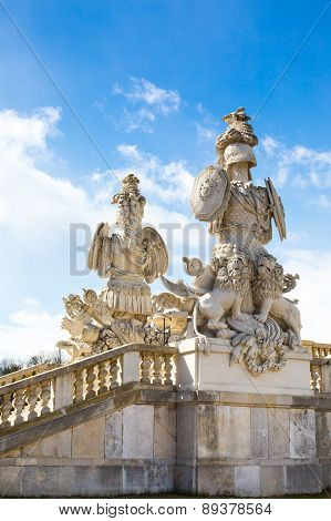Statue of guardians at Gloriette in Schonbrunn palace, Vienna