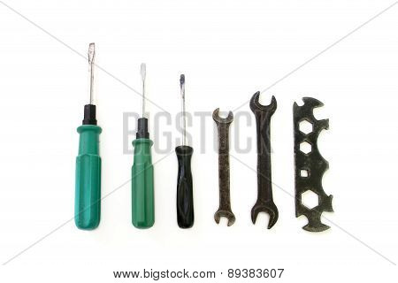 Screwdrivers And Wrenches On A White Background