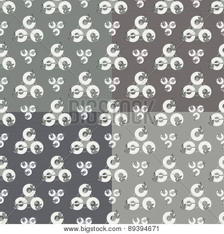 Set green eco logo seamless parttern, black and white toned