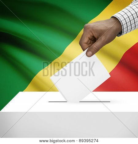 Ballot Box With National Flag On Background - Republic Of The Congo - Congo-brazzaville