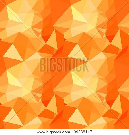 Vector polygonal geometric abstract seamless pattern in orange colors