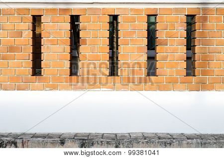 House Brick Wall With Space Between Posts