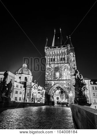 Night View of Charles Bridge in Prague