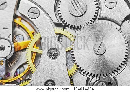 Old Watch Gears Close Up