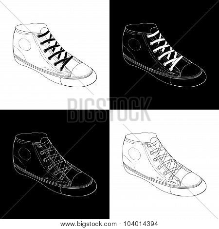 Classic sneaker sketched, Vector