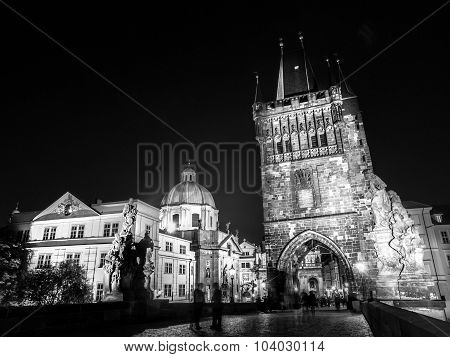 Night View of Charles Bridge in Prague