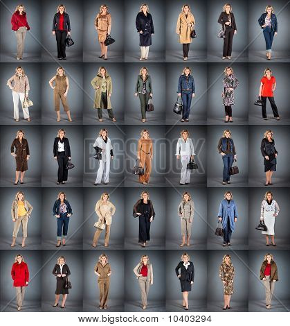 ผู้หญิงในวัยผู้ใหญ่ในเสื้อผ้าที่แตกต่างกัน