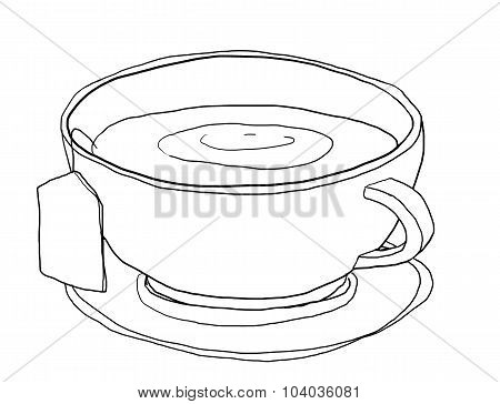 Tea Cup Cute Art Line Art  Illustation