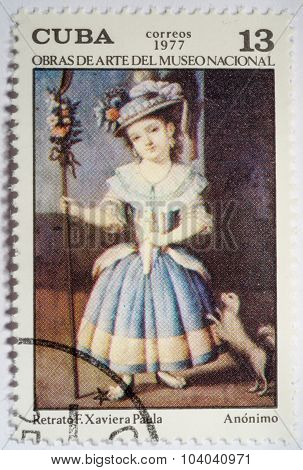 Cuba - Circa 1977: A Stamp Printed In Cuba Shows Paint By Anonimo 