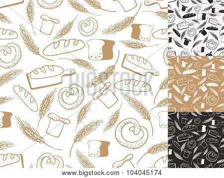 Vintage Bakery background,Seamless pattern.Hand sketched
