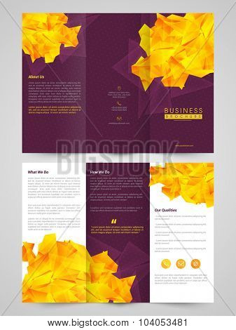 Creative professional Trifold Brochure, Template or Flyer design with front and inner page presentation for your Business.