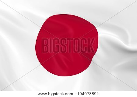 Waving Flag Of Japan - 3D Render Of The Japanese Flag With Silky Texture