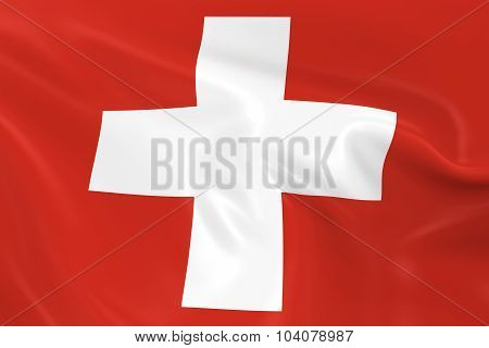 Waving Flag Of Switzerland - 3D Render Of The Swiss Flag With Silky Texture