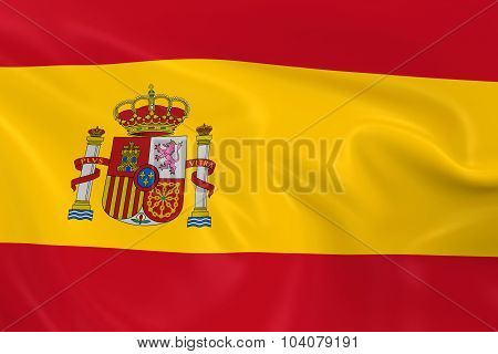 Waving Flag Of Spain - 3D Render Of The Spanish Flag With Silky Texture