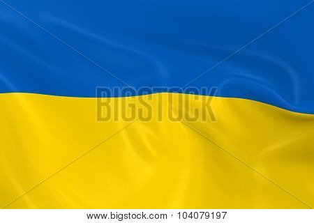 Waving Flag Of Ukraine - 3D Render Of The Ukrainian Flag With Silky Texture