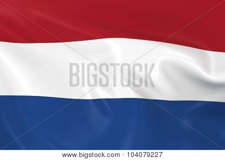 Waving Flag Of The Netherlands - 3D Render Of The Dutch Flag With Silky Texture