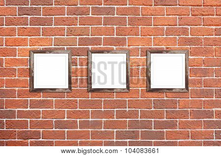Picture frame on brick wall