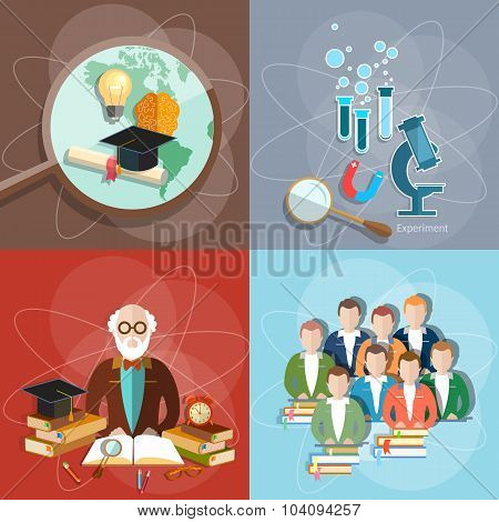 Education Set Professor Teachers Students Diploma Exam Distance Education International Study