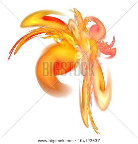 Abstract fractal illustration in yellow and red gamma. Elegant fractal design. New series of creative elements. Illustration of chaotically twisted ray of lights